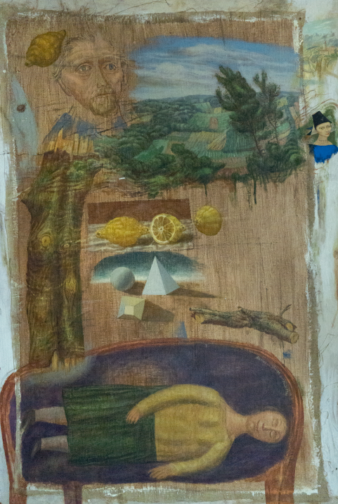 “Collage mit weißer Pyramide” by Alexey von Schlippe